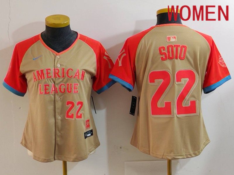 Women New York Yankees #22 Soto Orange All star 2024 Nike MLB Jersey style 5->women mlb jersey->Women Jersey